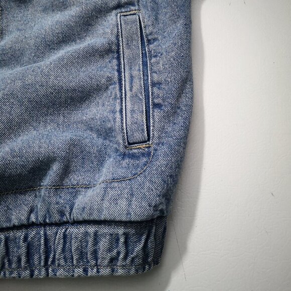 Wild Fable Ladies Size Medium Medium Wash Faux Sherpa Lined Bomber Jean Jacket - Picture 9 of 13